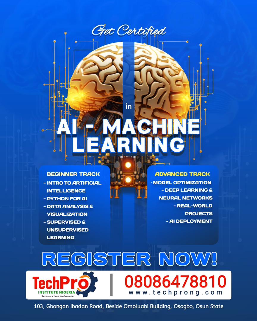 AI Training in Osogbo: TechPro Institute Launches AI & Machine Learning Certification Program